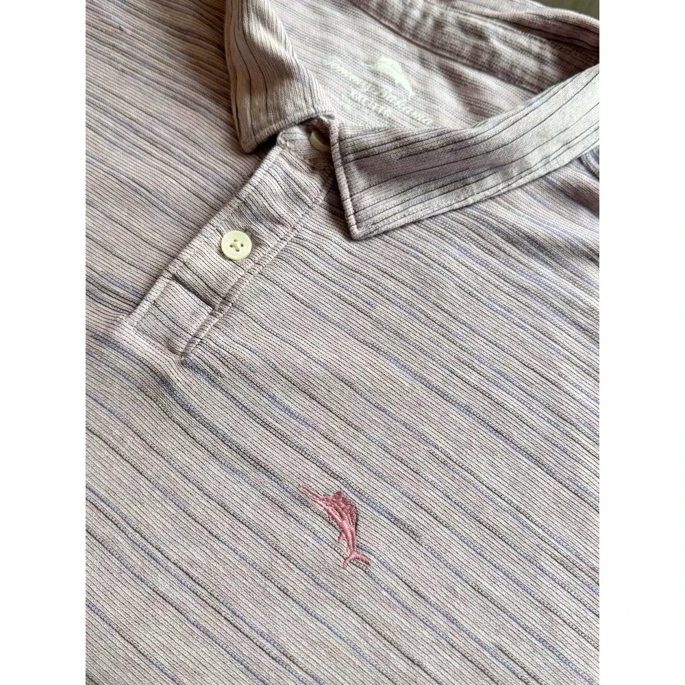 TOMMY BAHAMA Men's Sz 2XL Polo Shirt‎ Baja Sunset Stripe Beach Vacation